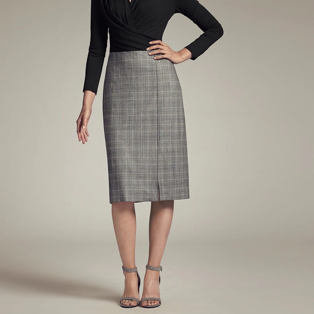 MM Lafleur The Mulberry Pencil Skirt in Plaid Black Cream Size 6